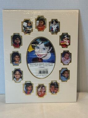 Multi-Purpose Memory Collage Mat School Graduation Portraits, Gold & Ivory NEW